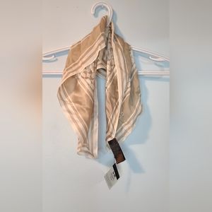 Coach 100% Silk Small Square Scarf | Cream/Tan Signature Print | 20-21"